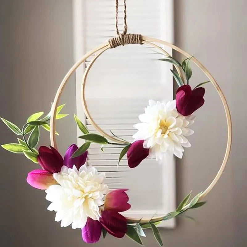 5Pcs Wooden Bamboo Hoops – DIY Dream Catcher Rings for Crafts, Wall Hanging, Wedding & Party Decorations